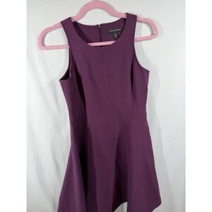Banana Republic Petite 0P Plum Purple Fit & Flare Dress Sleeveless Career Work